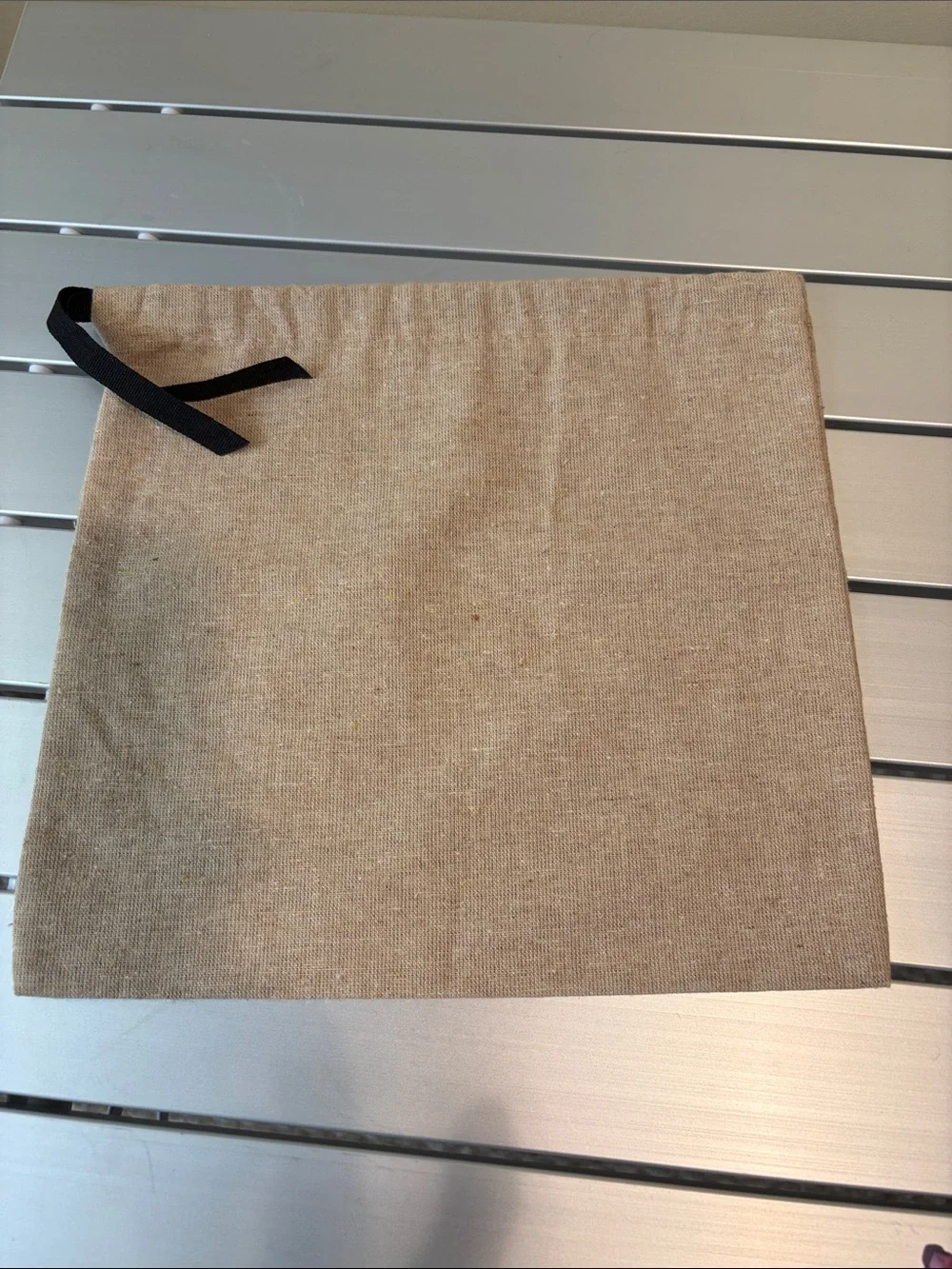 Gucci Beige fine burlap Drawstring Pouch with Black Ribbon